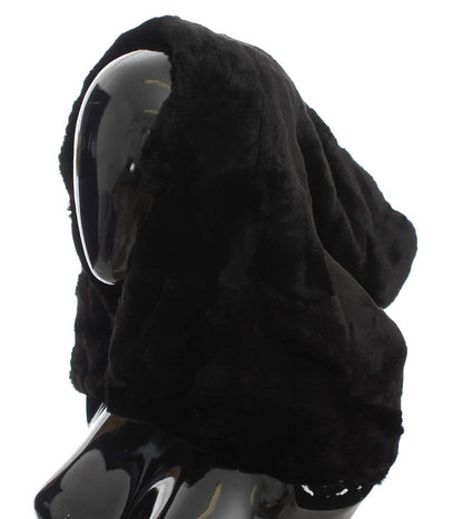 Écharpe à capuche Dolce & Gabbana femme en fourrure de belette noir – MS811