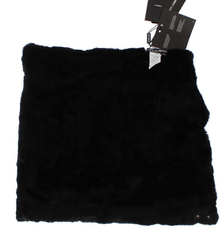 Écharpe à capuche Dolce & Gabbana femme en fourrure de belette noir – MS811