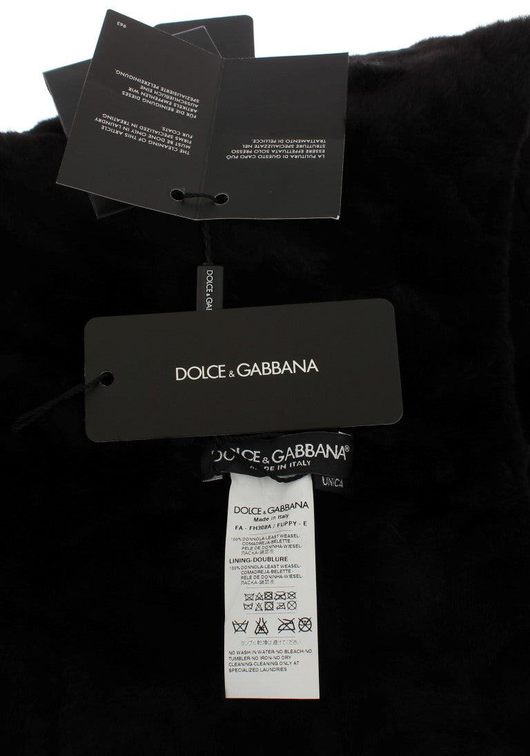 Écharpe à capuche Dolce & Gabbana femme en fourrure de belette noir – MS811