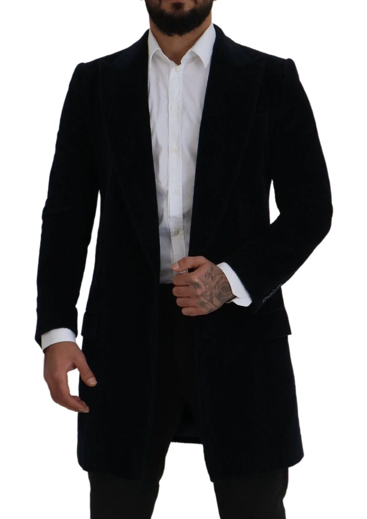 Dolce & Gabbana Black Cotton Cardigan Long Coat Men Jacket by Dolce & Gabbana