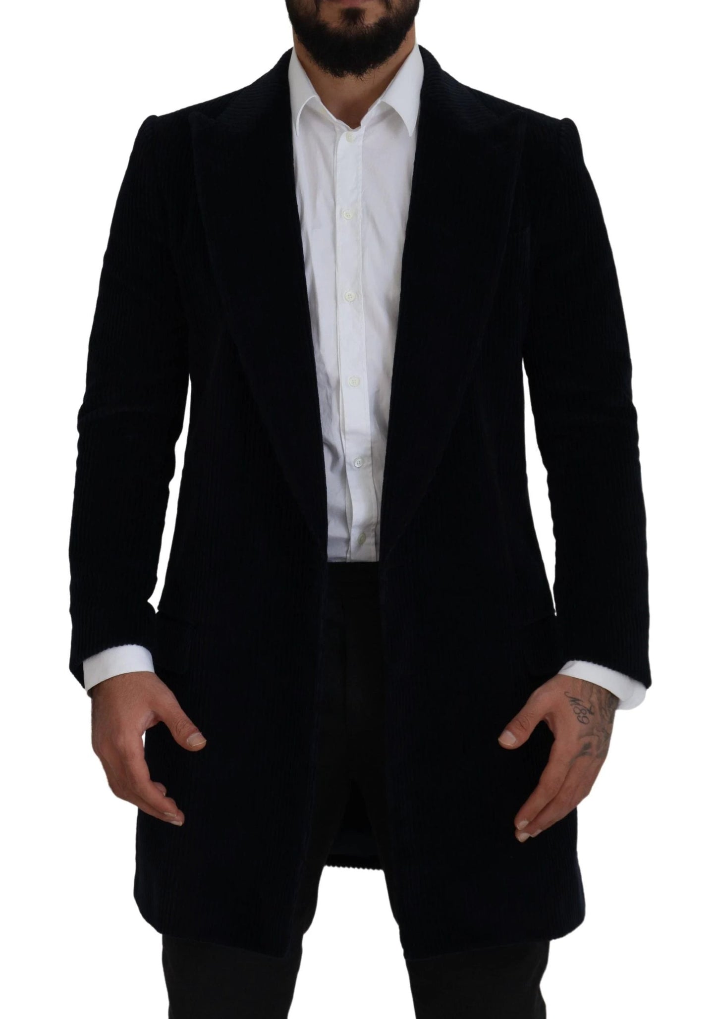 Dolce & Gabbana Black Cotton Cardigan Long Coat Men Jacket by Dolce & Gabbana