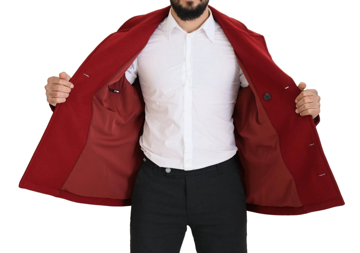 Dolce & Gabbana Red Wool Double Breasted Coat Jacket by Dolce & Gabbana
