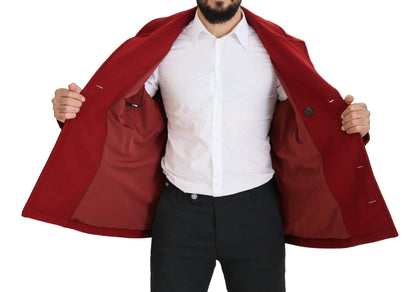 Dolce & Gabbana Red Wool Double Breasted Coat Jacket by Dolce & Gabbana