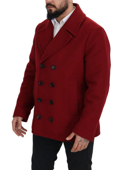 Dolce & Gabbana Red Wool Double Breasted Coat Jacket by Dolce & Gabbana