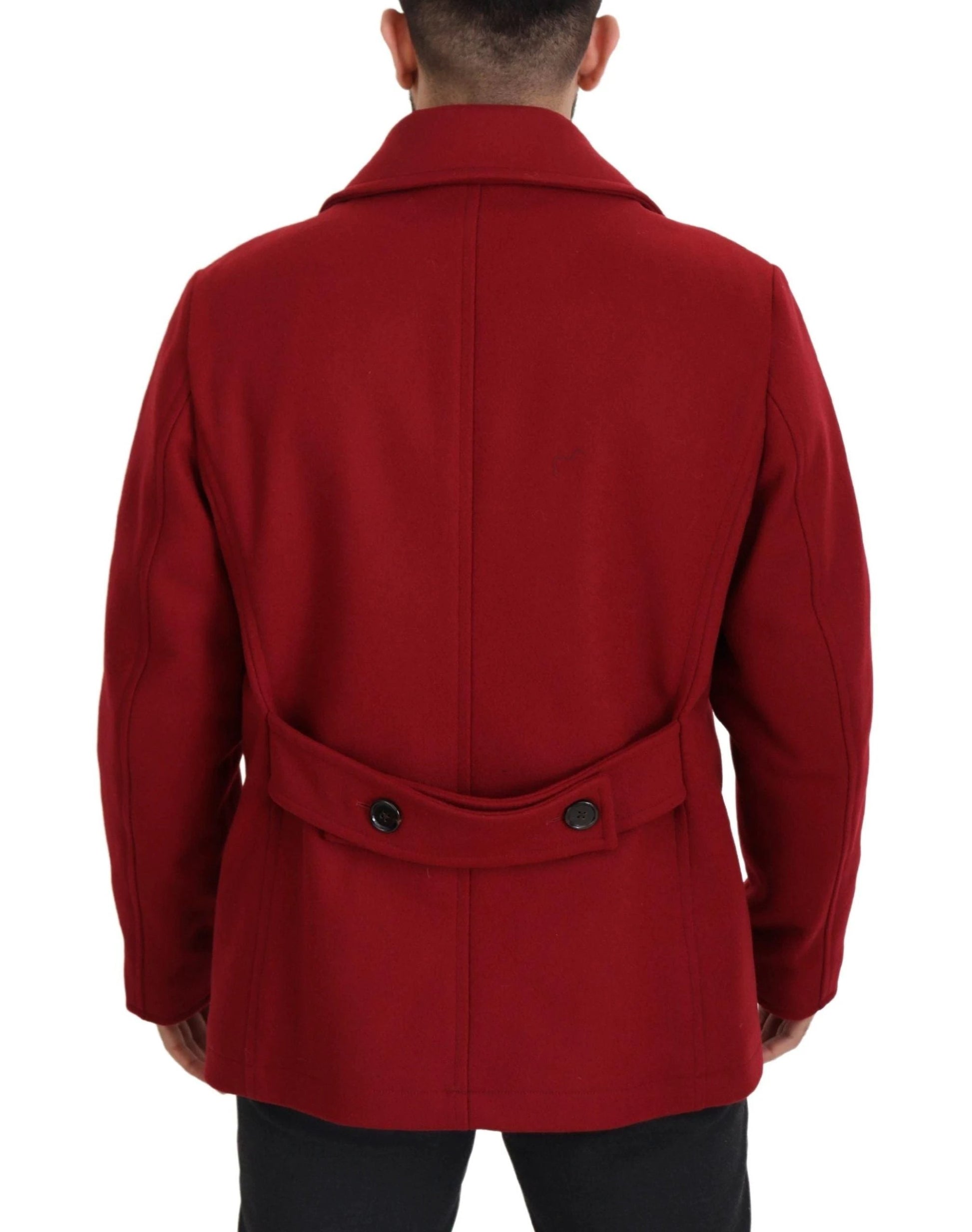 Dolce & Gabbana Red Wool Double Breasted Coat Jacket by Dolce & Gabbana