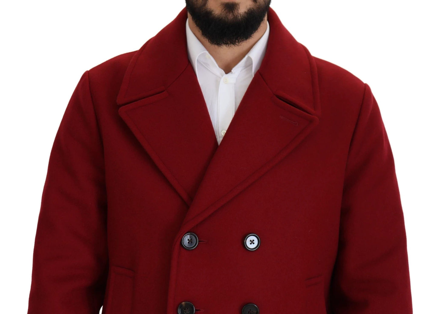 Dolce & Gabbana Red Wool Double Breasted Coat Jacket by Dolce & Gabbana