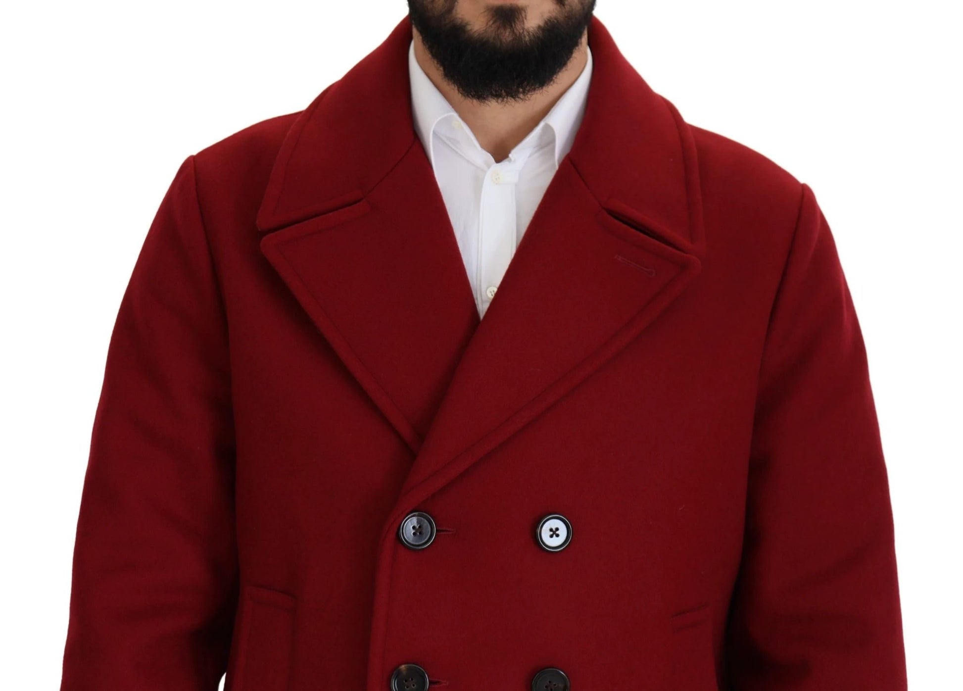 Dolce & Gabbana Red Wool Double Breasted Coat Jacket by Dolce & Gabbana