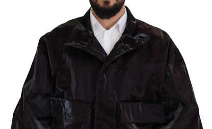 Dolce & Gabbana Bordeaux Nylon Collared Men Coat Jacket by Dolce & Gabbana