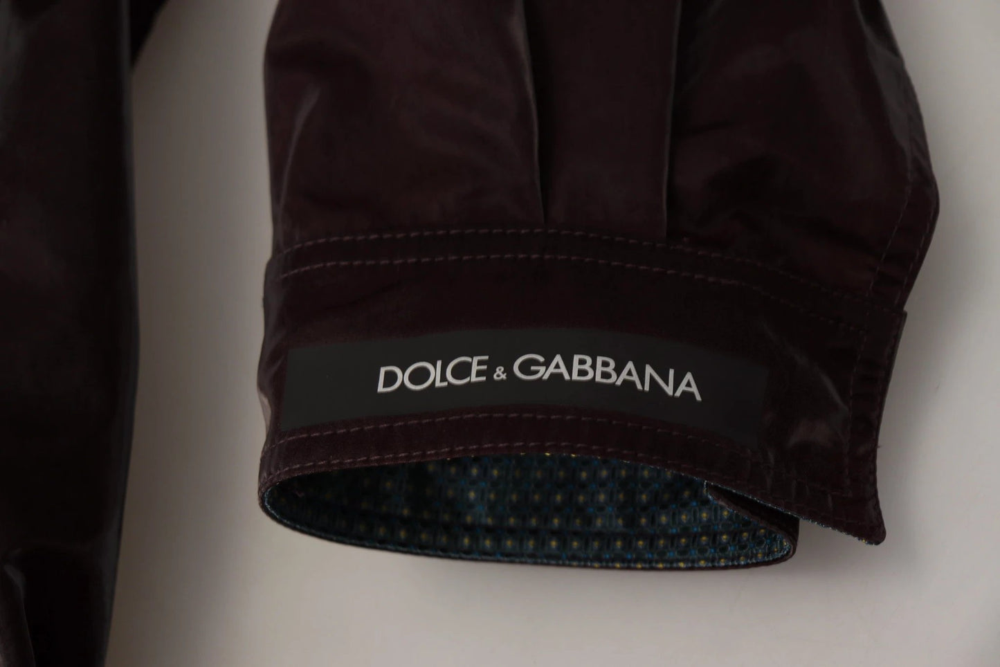 Dolce & Gabbana Bordeaux Nylon Collared Men Coat Jacket by Dolce & Gabbana
