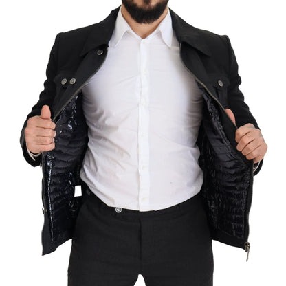 Dolce & Gabbana Black Wool Collared Full Zip Jacket by Dolce & Gabbana