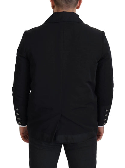 Dolce & Gabbana Black Wool Collared Full Zip Jacket by Dolce & Gabbana