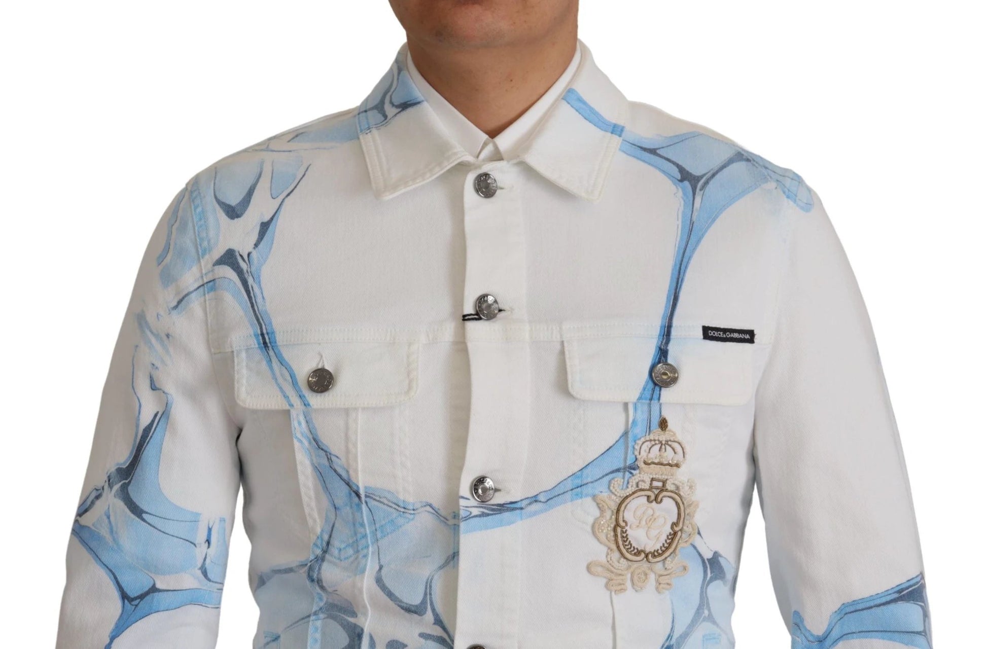 Dolce & Gabbana White Cotton Logo Embroidery Denim Jacket by Dolce & Gabbana