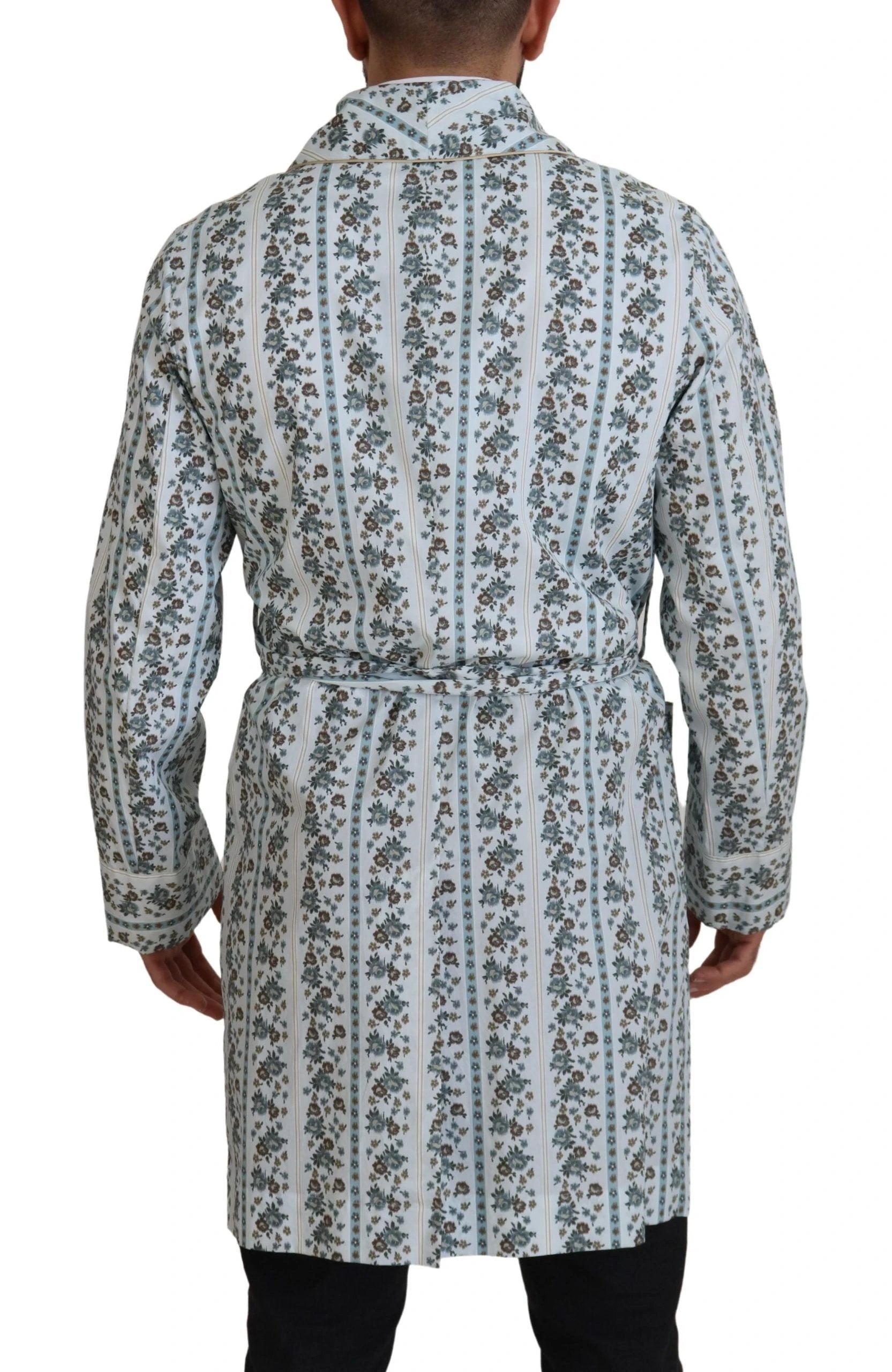 Dolce & Gabbana Blue Floral Cotton Robe Coat Jacket by Dolce & Gabbana