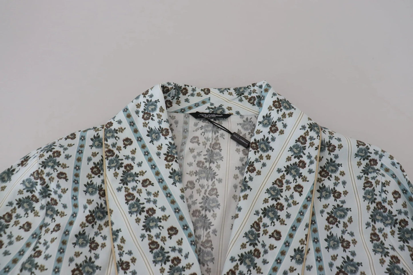 Dolce & Gabbana Blue Floral Cotton Robe Coat Jacket by Dolce & Gabbana