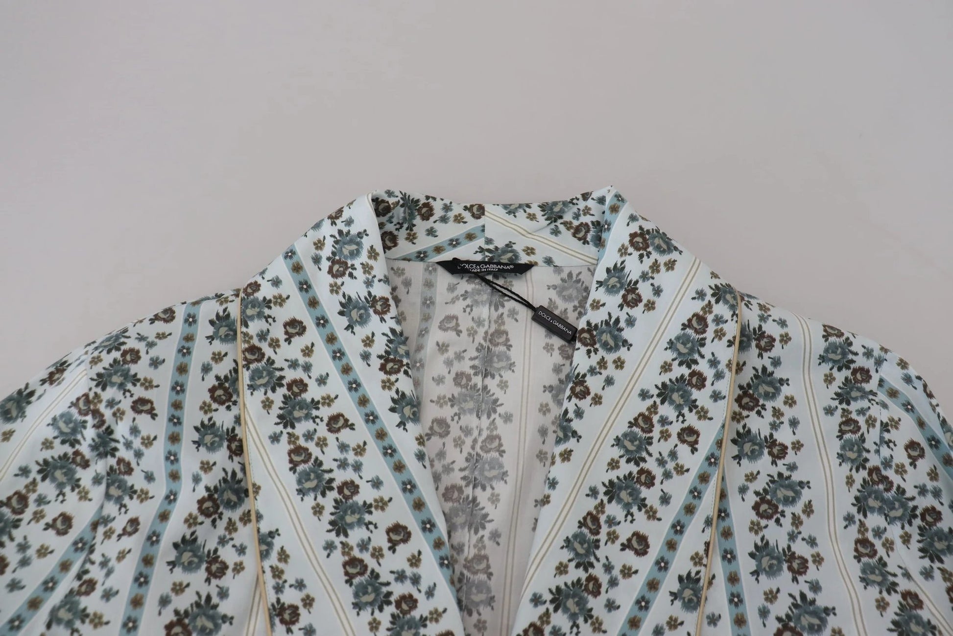 Dolce & Gabbana Blue Floral Cotton Robe Coat Jacket by Dolce & Gabbana