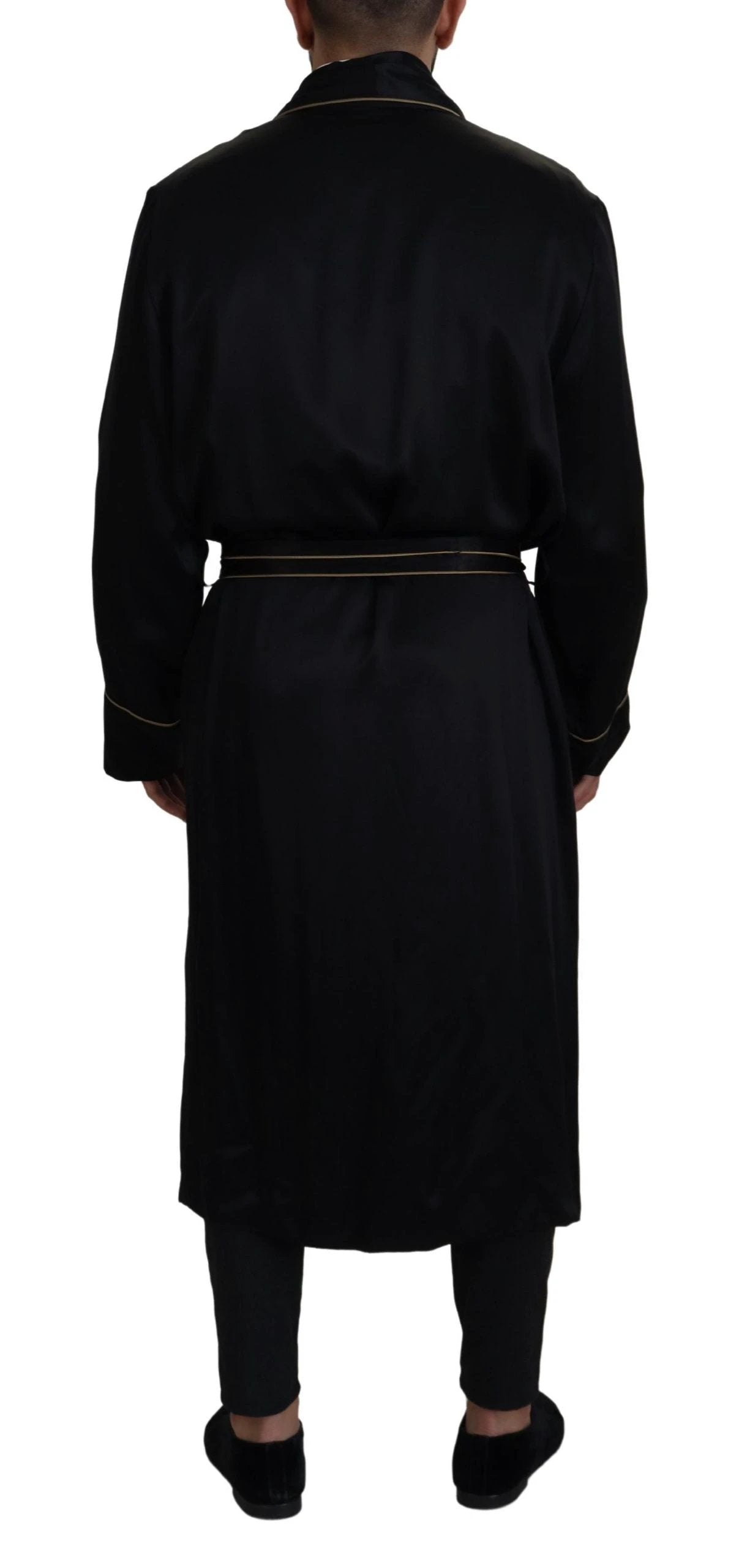 Dolce & Gabbana Black 100% Silk Robe Coat Wrap Jacket by Dolce & Gabbana