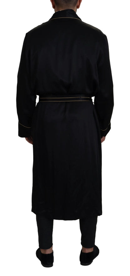 Dolce & Gabbana Black 100% Silk Robe Coat Wrap Jacket by Dolce & Gabbana