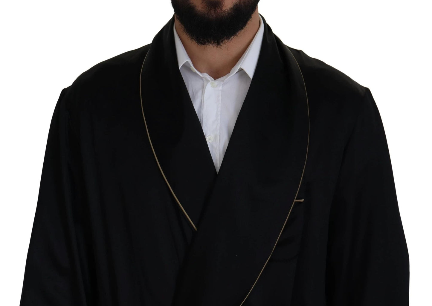 Dolce & Gabbana Black 100% Silk Robe Coat Wrap Jacket by Dolce & Gabbana