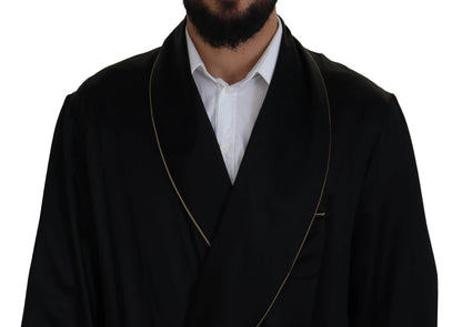 Dolce & Gabbana Black 100% Silk Robe Coat Wrap Jacket by Dolce & Gabbana