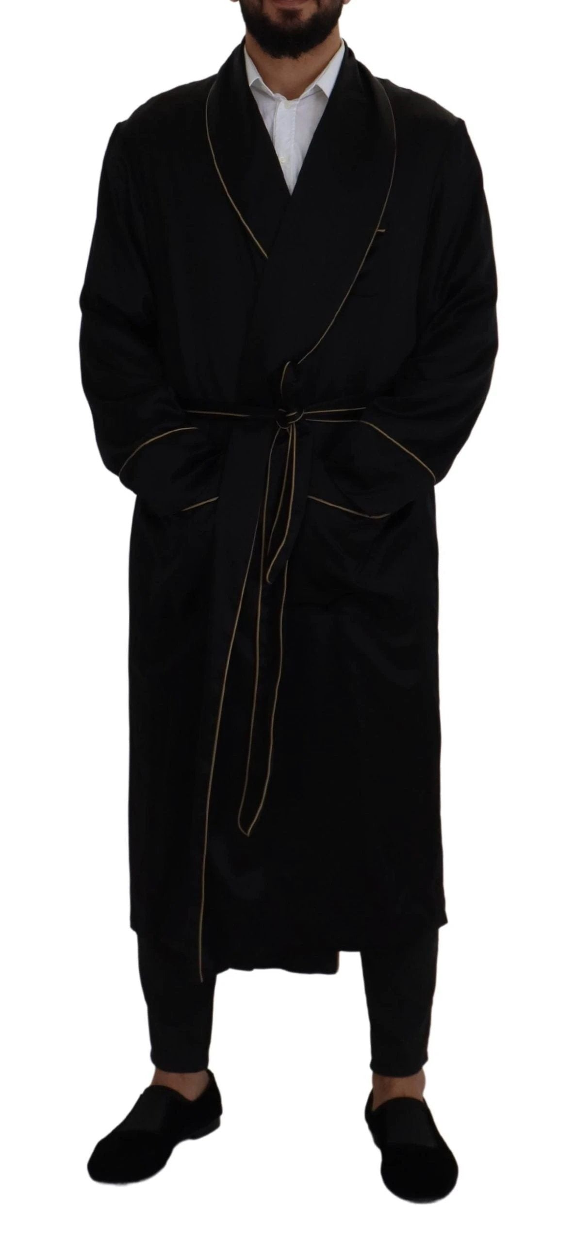 Dolce & Gabbana Black 100% Silk Robe Coat Wrap Jacket by Dolce & Gabbana