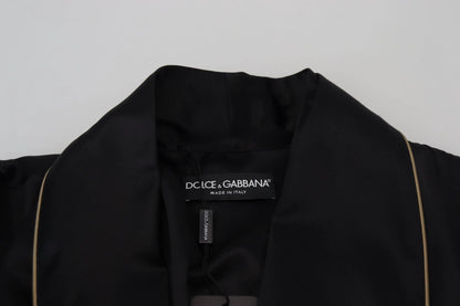 Dolce & Gabbana Black 100% Silk Robe Coat Wrap Jacket by Dolce & Gabbana