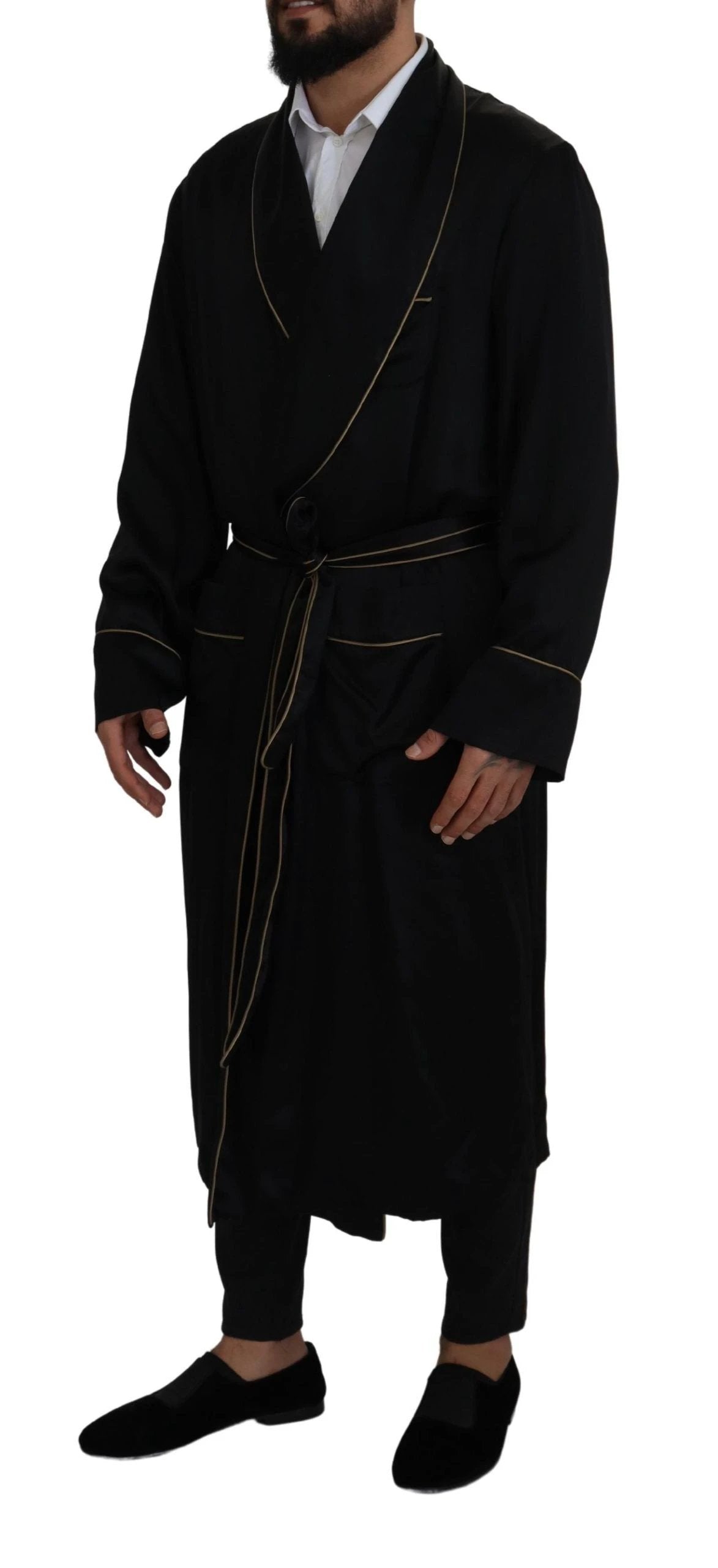 Dolce & Gabbana Black 100% Silk Robe Coat Wrap Jacket by Dolce & Gabbana