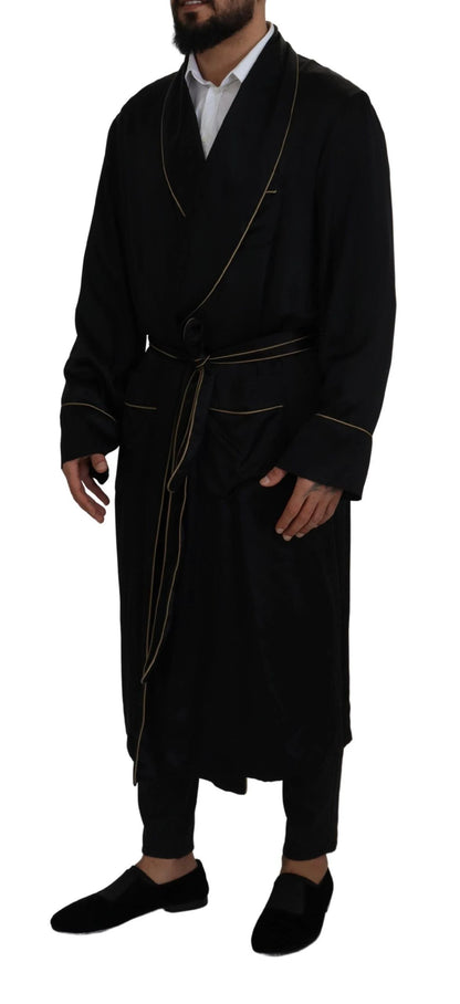 Dolce & Gabbana Black 100% Silk Robe Coat Wrap Jacket by Dolce & Gabbana