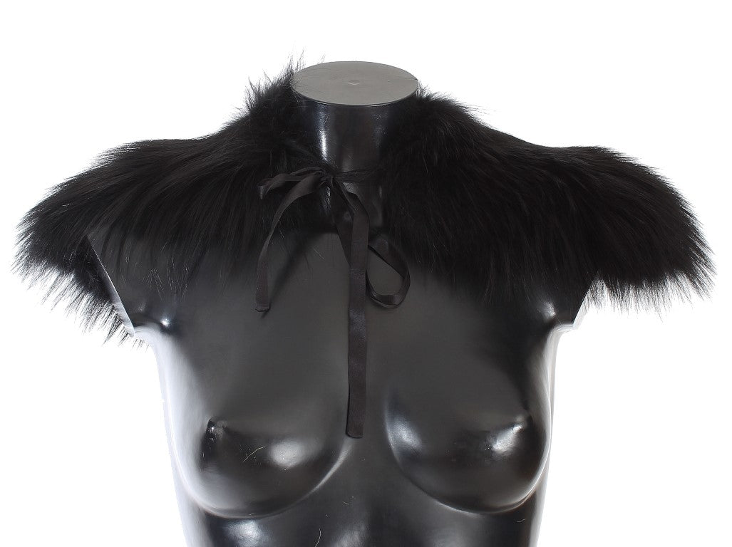 Col en fourrure Dolce & Gabbana femme en renard argenté noir – MS1573