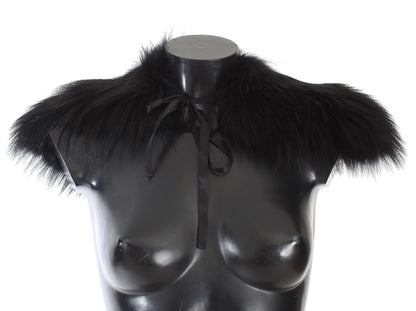 Col en fourrure Dolce & Gabbana femme en renard argenté noir – MS1573