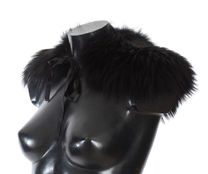 Col en fourrure Dolce & Gabbana femme en renard argenté noir – MS1573