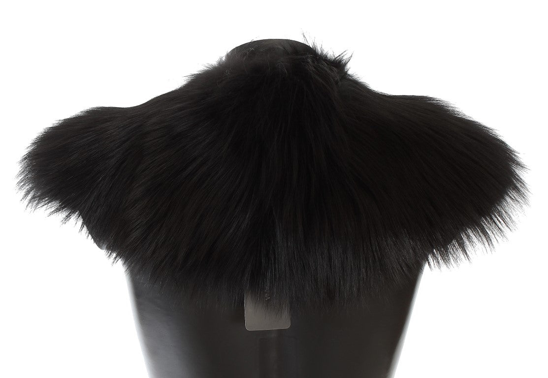 Col en fourrure Dolce & Gabbana femme en renard argenté noir – MS1573