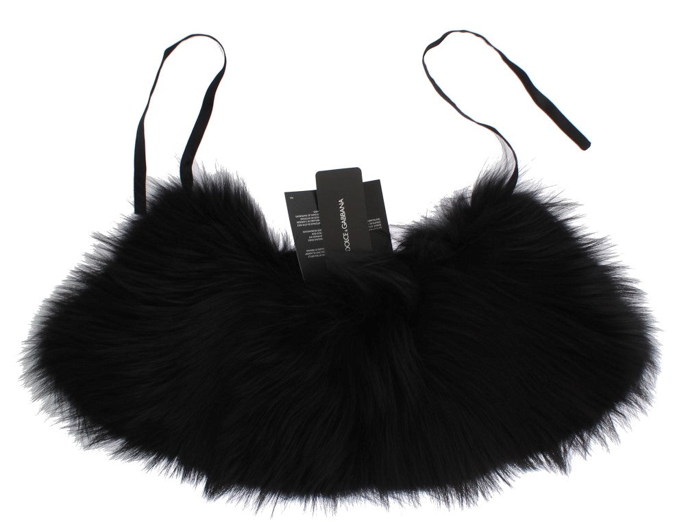 Col en fourrure Dolce & Gabbana femme en renard argenté noir – MS1573