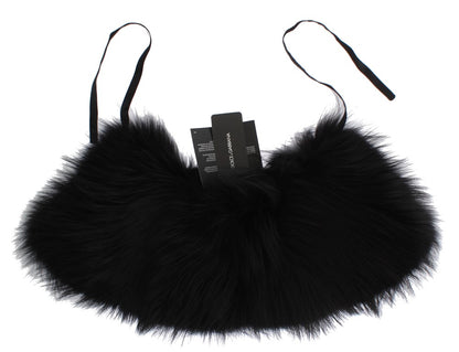 Col en fourrure Dolce & Gabbana femme en renard argenté noir – MS1573