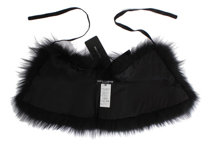 Col en fourrure Dolce & Gabbana femme en renard argenté noir – MS1573