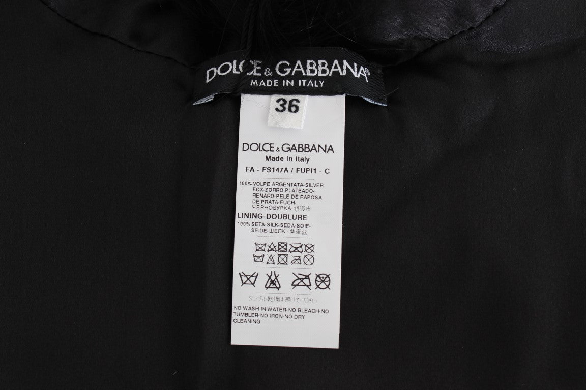 Col en fourrure Dolce & Gabbana femme en renard argenté noir – MS1573