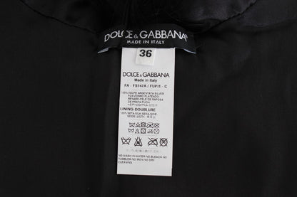 Col en fourrure Dolce & Gabbana femme en renard argenté noir – MS1573