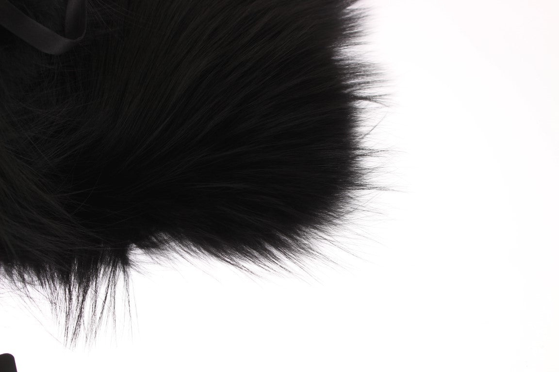 Col en fourrure Dolce & Gabbana femme en renard argenté noir – MS1573