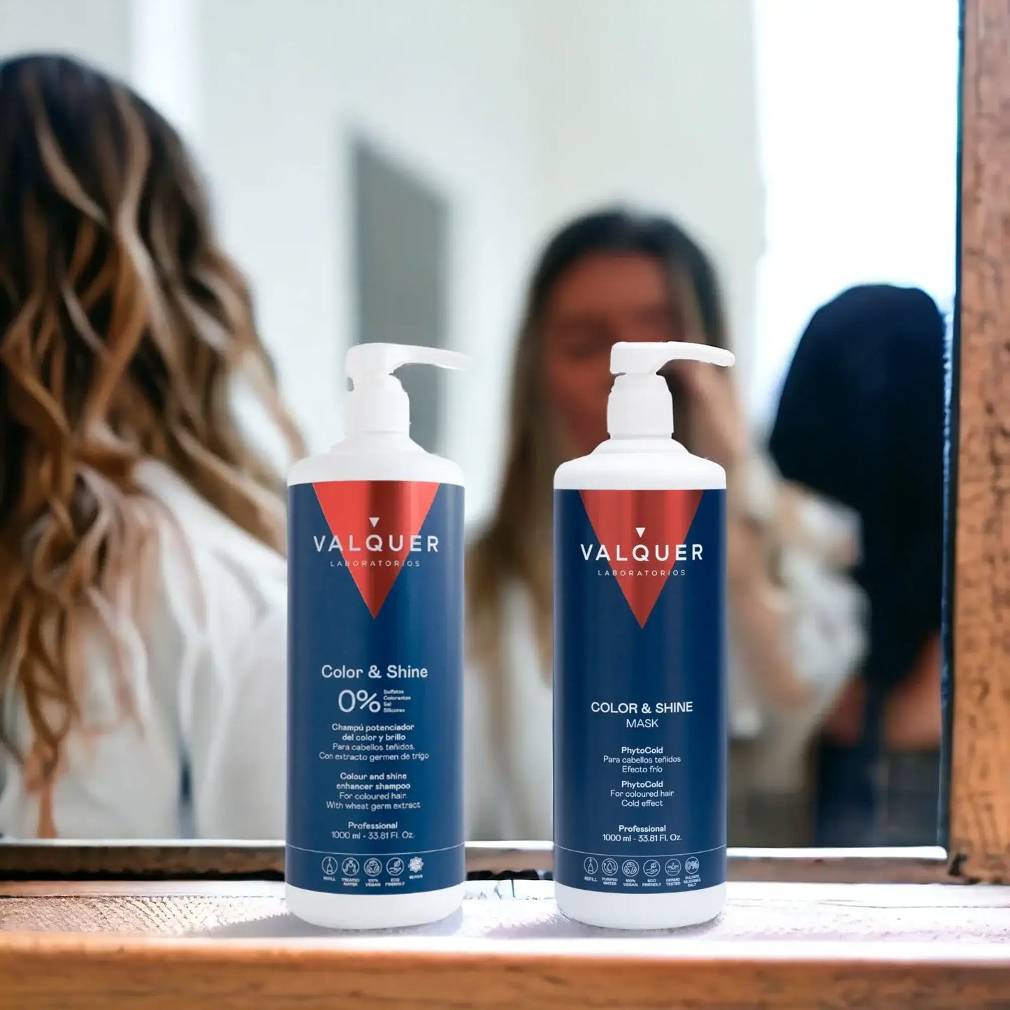 Pack Potenciador Color y Brillo para Cabellos Teñidos - Champú y Mascarilla - 1000 ml + 975 ml