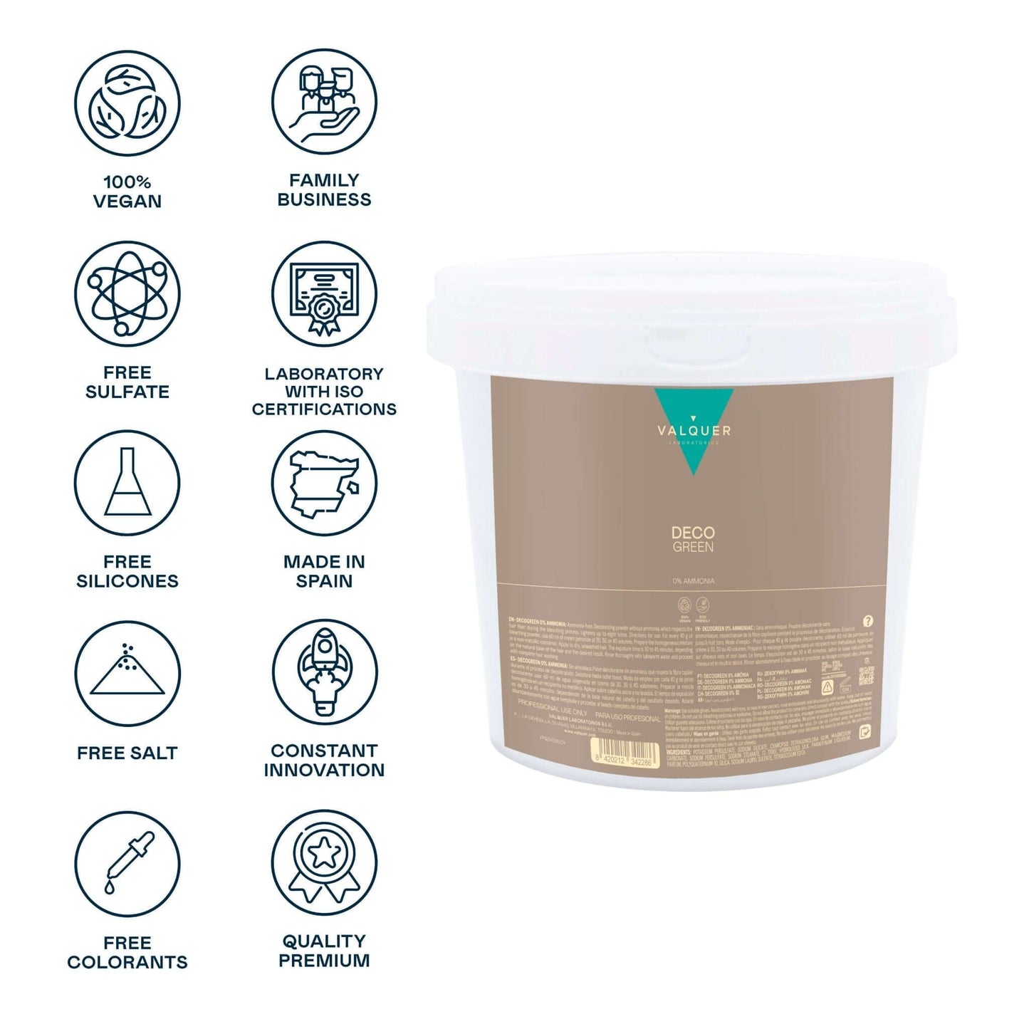 Decolorante SIN amoniaco - Polvos Decogreen 0% - 1000 g