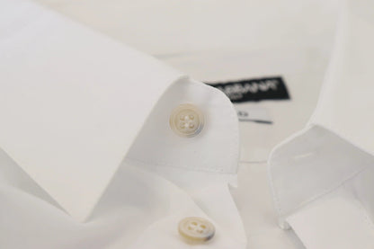 Dolce & Gabbana White Cotton Peacock Feather Formal GOLD Shirt by Dolce & Gabbana