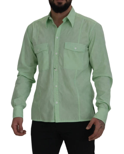 Dolce & Gabbana Mint Green Long Sleeves Button Down Shirt by Dolce & Gabbana