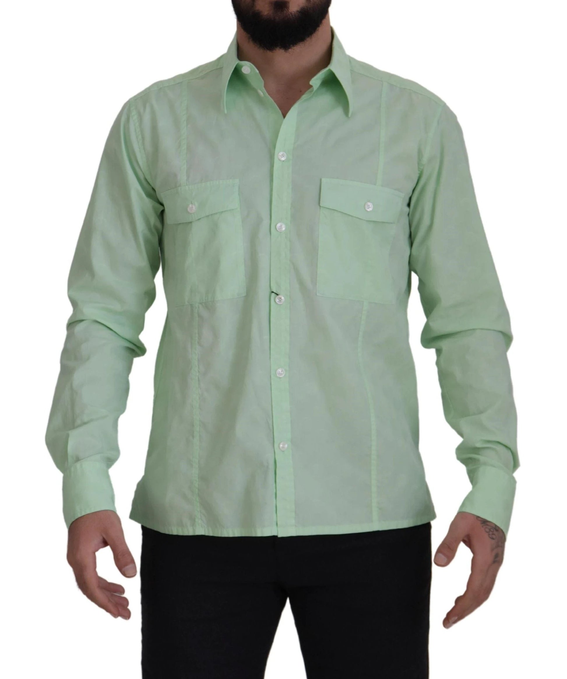 Dolce & Gabbana Mint Green Long Sleeves Button Down Shirt by Dolce & Gabbana