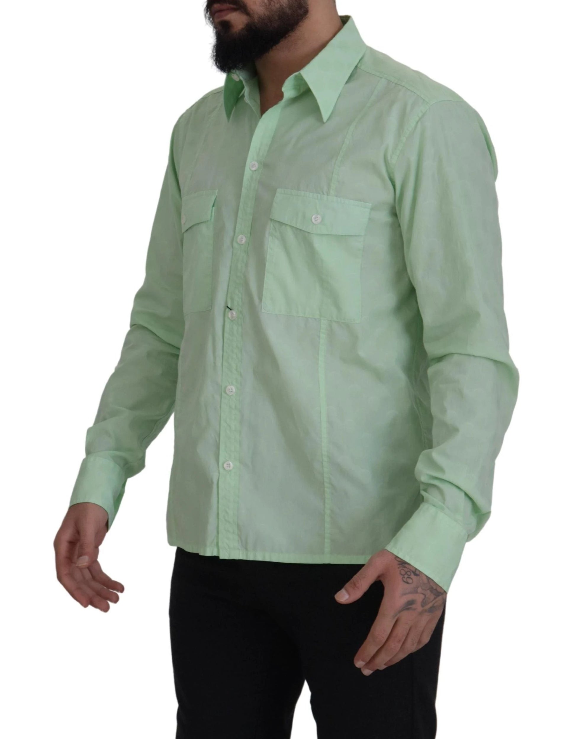 Dolce & Gabbana Mint Green Long Sleeves Button Down Shirt by Dolce & Gabbana