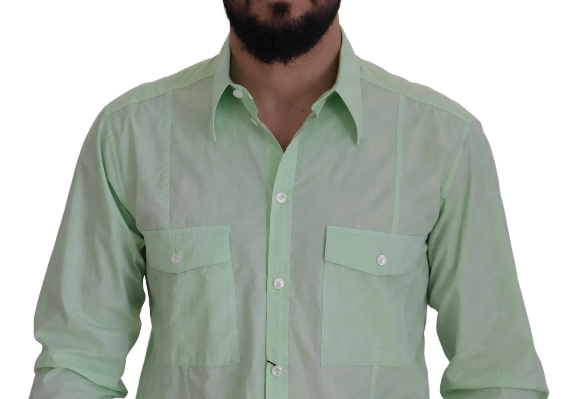Dolce & Gabbana Mint Green Long Sleeves Button Down Shirt by Dolce & Gabbana