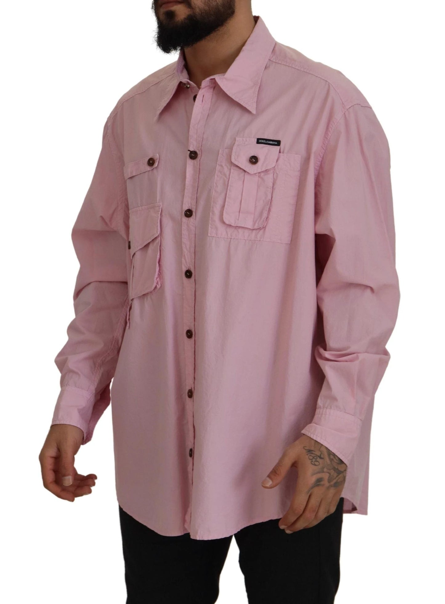 Dolce & Gabbana Pink Casual Button Down Long Sleeves Shirt by Dolce & Gabbana