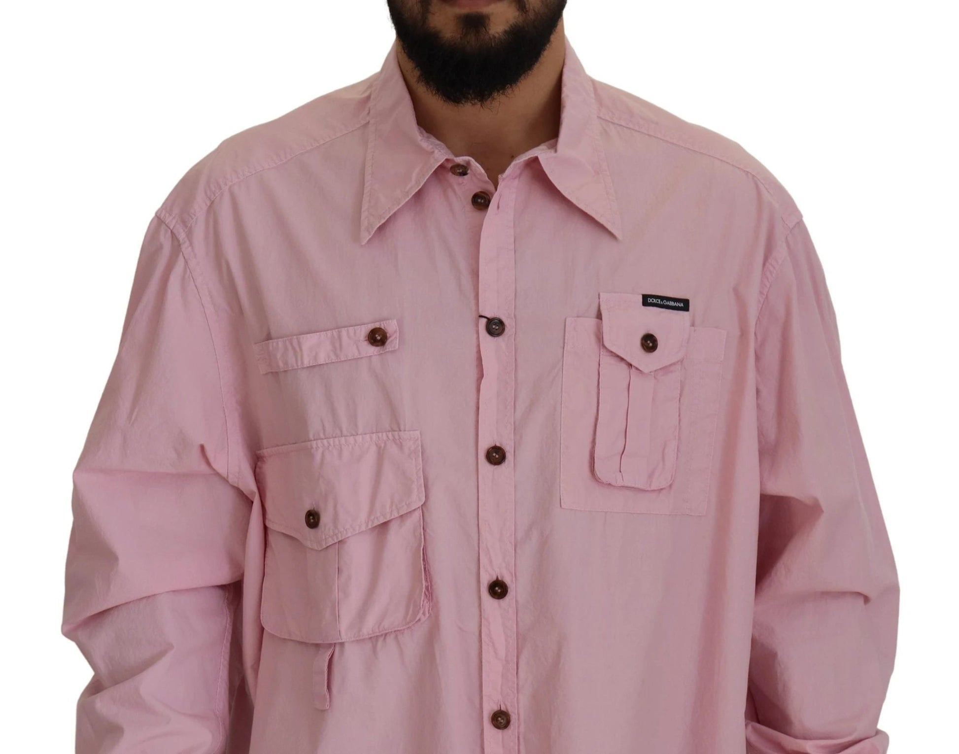 Dolce & Gabbana Pink Casual Button Down Long Sleeves Shirt by Dolce & Gabbana