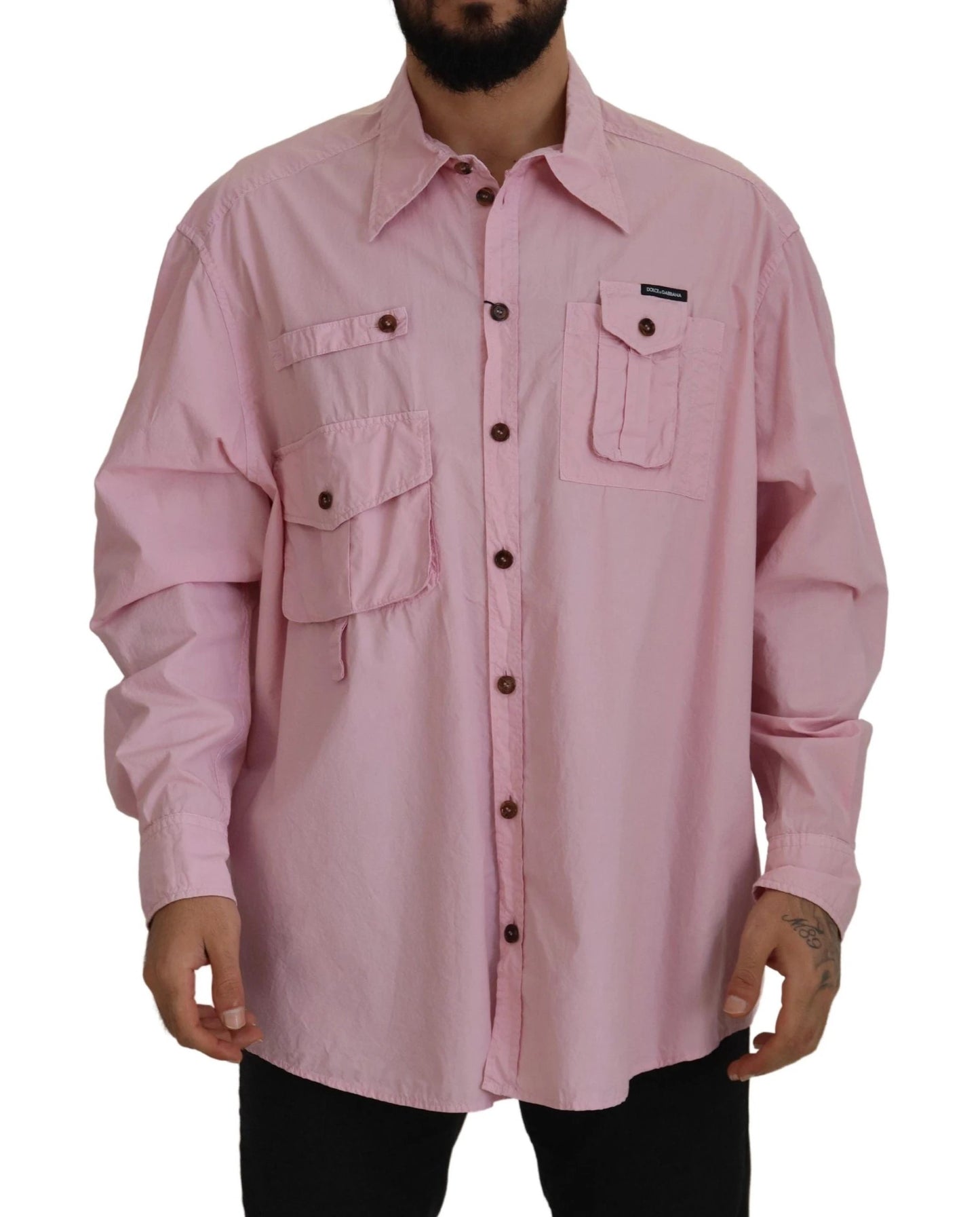 Dolce & Gabbana Pink Casual Button Down Long Sleeves Shirt by Dolce & Gabbana