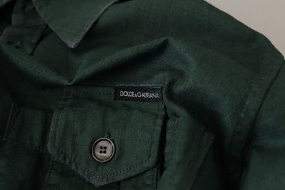Dolce & Gabbana Dark Green Button Down Long Sleeves Shirt by Dolce & Gabbana