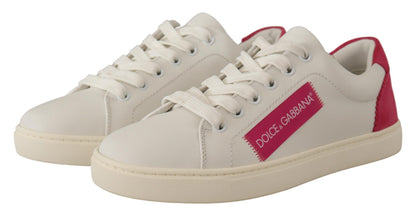 Baskets Dolce & Gabbana femme basses en cuir blanc et rose – LA9902