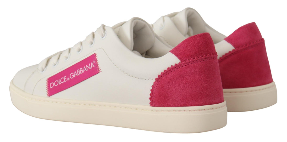 Baskets Dolce & Gabbana femme basses en cuir blanc et rose – LA9902